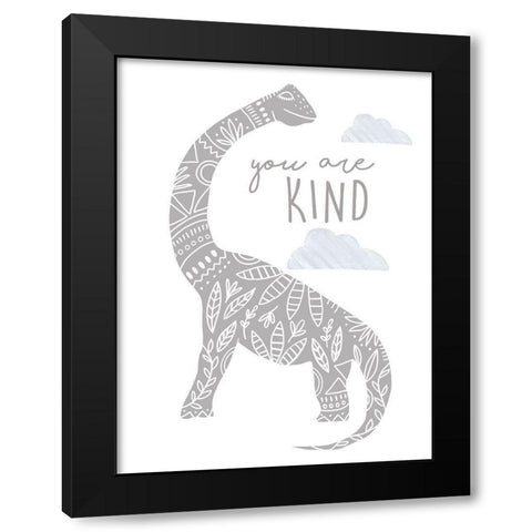 You Are Kind Dino Black Modern Wood Framed Art Print with Double Matting by Tyndall, Elizabeth