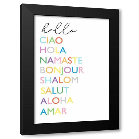 Cursive Hello Black Modern Wood Framed Art Print by Tyndall, Elizabeth