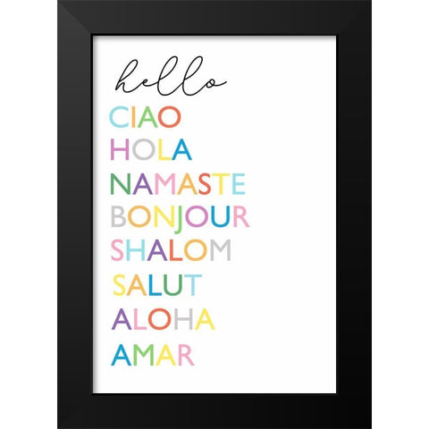 Cursive Hello Black Modern Wood Framed Art Print by Tyndall, Elizabeth