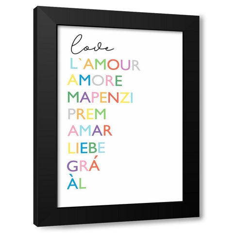 Cursive Love Black Modern Wood Framed Art Print with Double Matting by Tyndall, Elizabeth