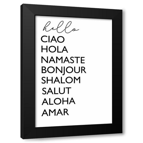 Hello Cursive Black Modern Wood Framed Art Print by Tyndall, Elizabeth