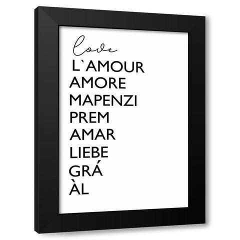 Love Cursive Black Modern Wood Framed Art Print with Double Matting by Tyndall, Elizabeth