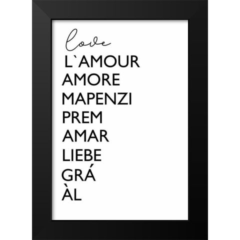 Love Cursive Black Modern Wood Framed Art Print by Tyndall, Elizabeth