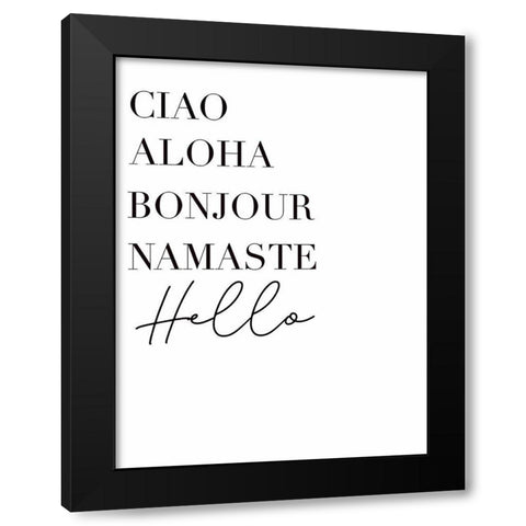 Hello Languages Black Modern Wood Framed Art Print with Double Matting by Tyndall, Elizabeth