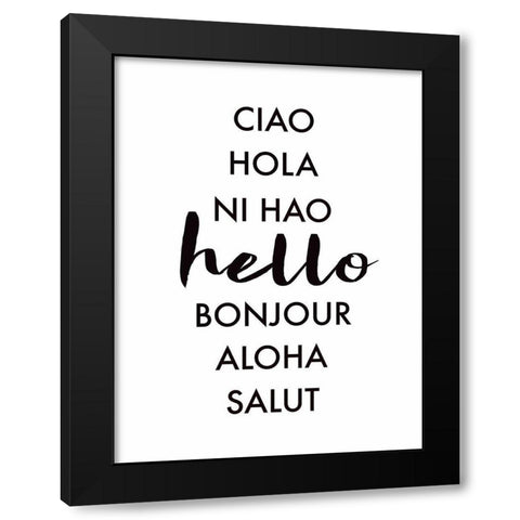 Hello Languages Black Modern Wood Framed Art Print with Double Matting by Tyndall, Elizabeth