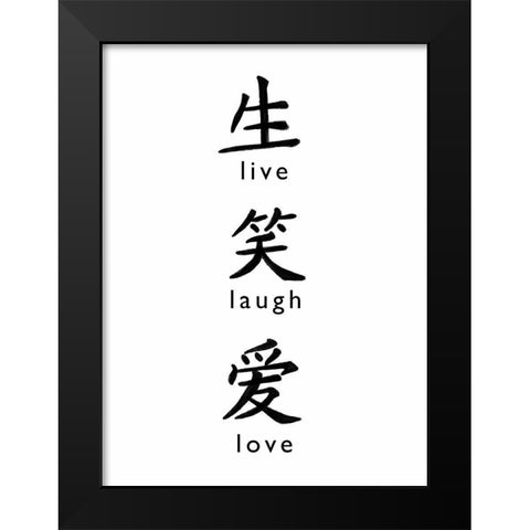 Live Laugh Love Black Modern Wood Framed Art Print by Tyndall, Elizabeth