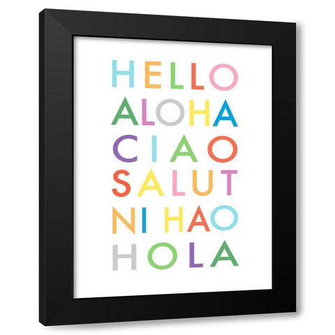 Hello Languages Black Modern Wood Framed Art Print with Double Matting by Tyndall, Elizabeth