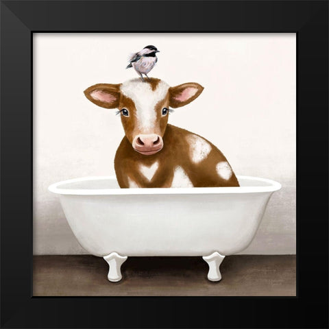 Cow in Bathtub Black Modern Wood Framed Art Print by Tyndall, Elizabeth