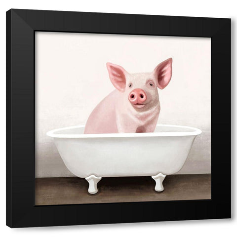 Pig in Bathtub Solo Black Modern Wood Framed Art Print by Tyndall, Elizabeth