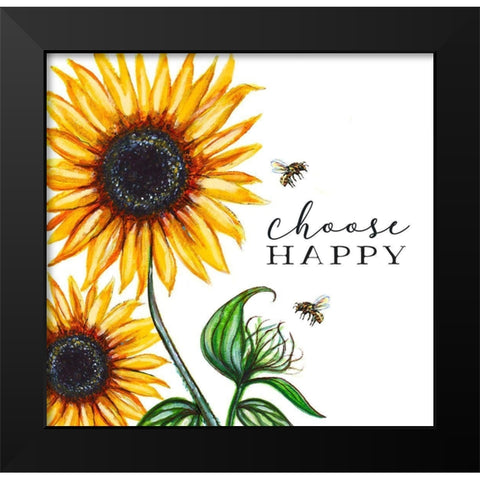 Choose Happy Black Modern Wood Framed Art Print by Tyndall, Elizabeth