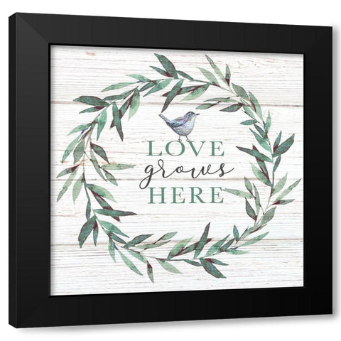 Love Grows Here Black Modern Wood Framed Art Print with Double Matting by Tyndall, Elizabeth