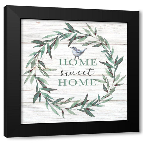 Home Sweet Home Bird Black Modern Wood Framed Art Print with Double Matting by Tyndall, Elizabeth