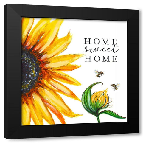 Home Sweet Home Sunflower Black Modern Wood Framed Art Print with Double Matting by Tyndall, Elizabeth