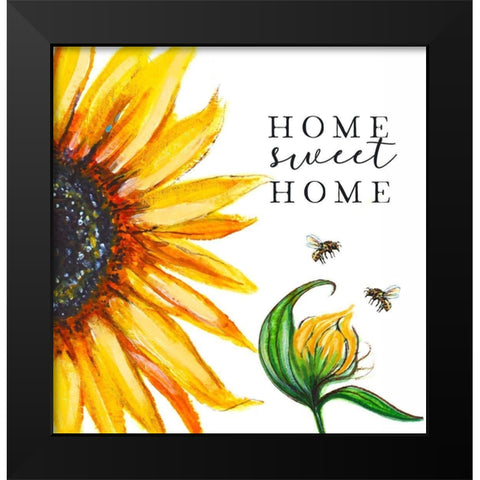 Home Sweet Home Sunflower Black Modern Wood Framed Art Print by Tyndall, Elizabeth