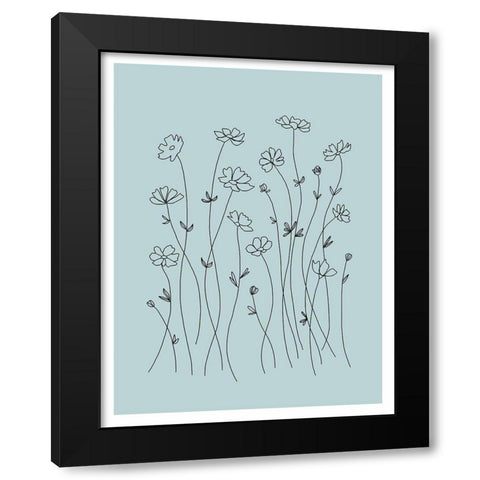 Line Flowers Black Modern Wood Framed Art Print with Double Matting by Tyndall, Elizabeth