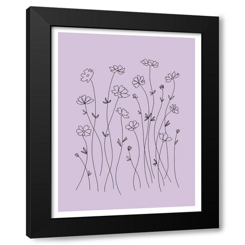 Line Flowers Black Modern Wood Framed Art Print by Tyndall, Elizabeth