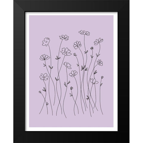 Line Flowers Black Modern Wood Framed Art Print by Tyndall, Elizabeth