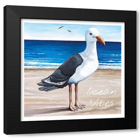 Ocean Vibes Black Modern Wood Framed Art Print with Double Matting by Tyndall, Elizabeth