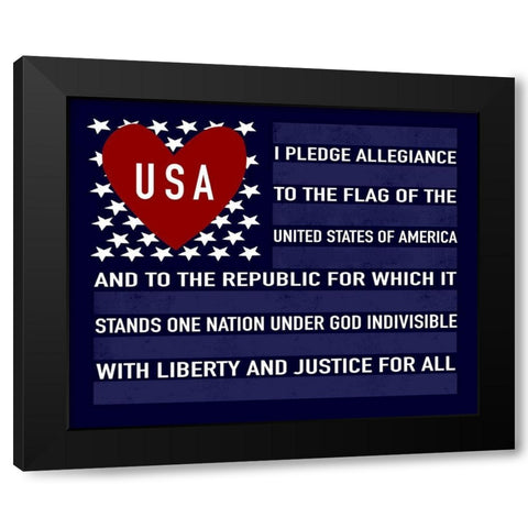 Blue USA Flag Black Modern Wood Framed Art Print by Tyndall, Elizabeth