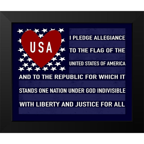 Blue USA Flag Black Modern Wood Framed Art Print by Tyndall, Elizabeth