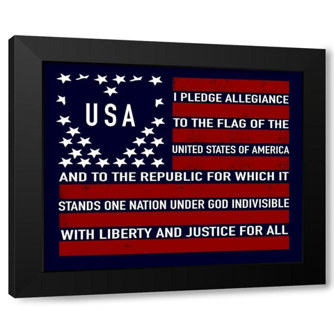 USA Flag Black Modern Wood Framed Art Print by Tyndall, Elizabeth