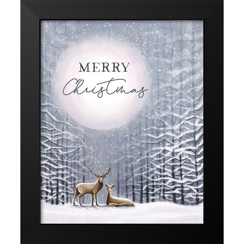 Merry Christmas Black Modern Wood Framed Art Print by Tyndall, Elizabeth