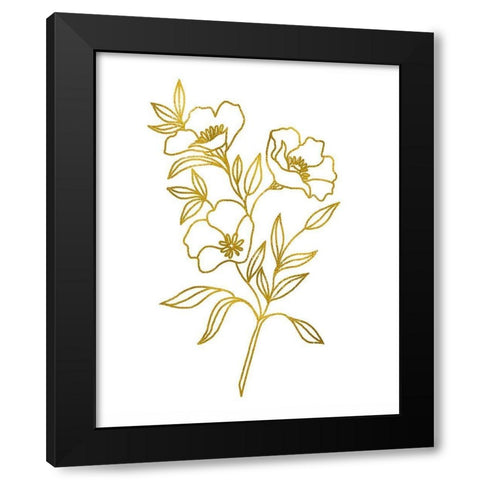 Gold Floral I Black Modern Wood Framed Art Print by Tyndall, Elizabeth