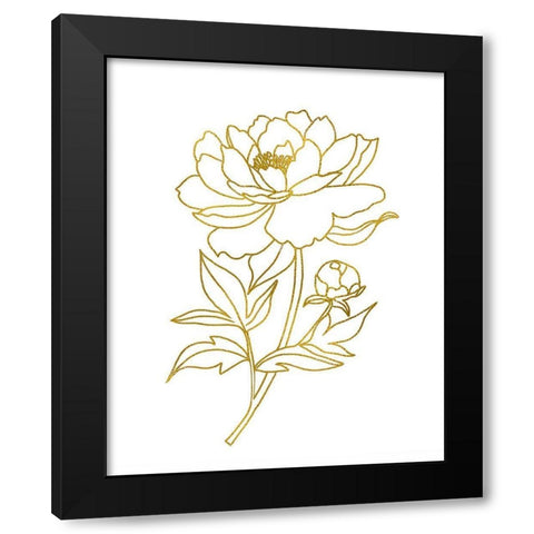 Gold Floral II Black Modern Wood Framed Art Print with Double Matting by Tyndall, Elizabeth