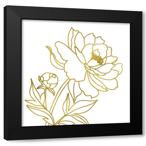 Gold Floral III Black Modern Wood Framed Art Print by Tyndall, Elizabeth