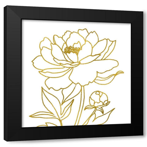 Gold Floral IV Black Modern Wood Framed Art Print by Tyndall, Elizabeth