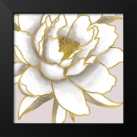 Gold Peony Black Modern Wood Framed Art Print by Tyndall, Elizabeth