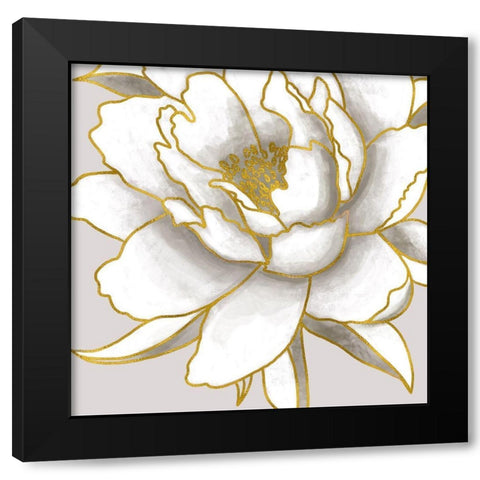 Gold Peony II Black Modern Wood Framed Art Print with Double Matting by Tyndall, Elizabeth