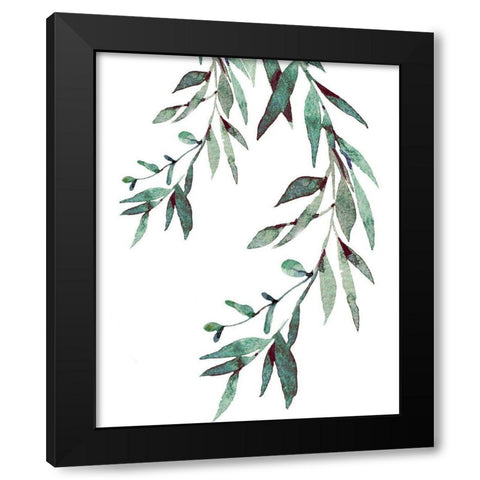 Watercolor Leaves II Black Modern Wood Framed Art Print with Double Matting by Tyndall, Elizabeth