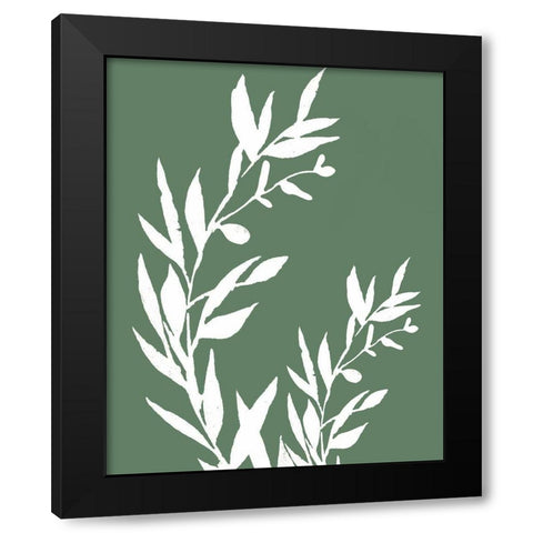 Leaves II Black Modern Wood Framed Art Print with Double Matting by Tyndall, Elizabeth