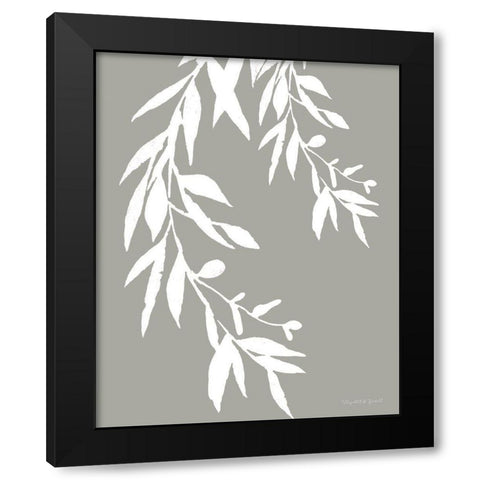 White Leaves Black Modern Wood Framed Art Print with Double Matting by Tyndall, Elizabeth