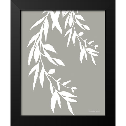 White Leaves Black Modern Wood Framed Art Print by Tyndall, Elizabeth