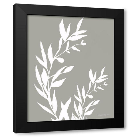 White Leaves II Black Modern Wood Framed Art Print by Tyndall, Elizabeth