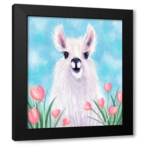 Llama Black Modern Wood Framed Art Print with Double Matting by Tyndall, Elizabeth