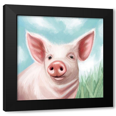 Farmhouse Pig Black Modern Wood Framed Art Print with Double Matting by Tyndall, Elizabeth