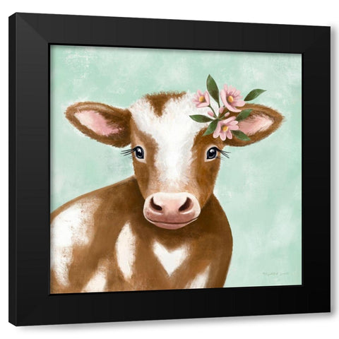 Farmhouse Cow Black Modern Wood Framed Art Print by Tyndall, Elizabeth