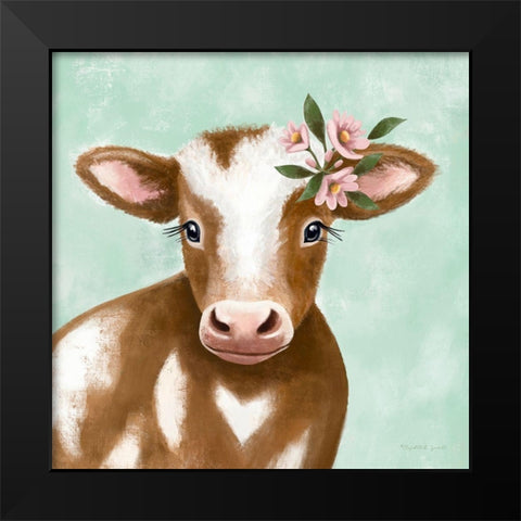 Farmhouse Cow Black Modern Wood Framed Art Print by Tyndall, Elizabeth