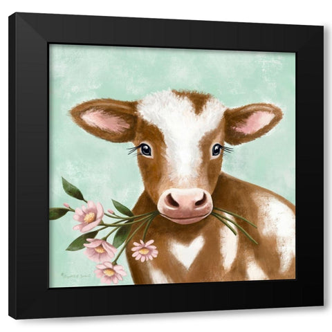 Farmhouse Cow II Black Modern Wood Framed Art Print with Double Matting by Tyndall, Elizabeth