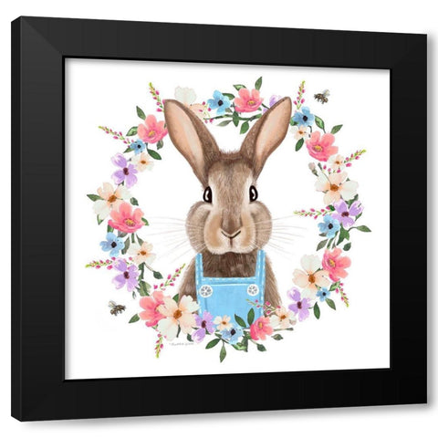 Easter Bunny Black Modern Wood Framed Art Print by Tyndall, Elizabeth