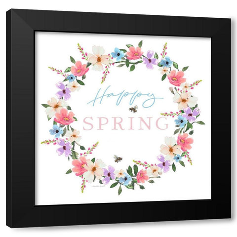 Happy Spring Black Modern Wood Framed Art Print with Double Matting by Tyndall, Elizabeth