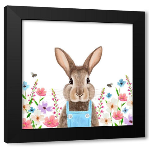 Easter Bunny Black Modern Wood Framed Art Print with Double Matting by Tyndall, Elizabeth