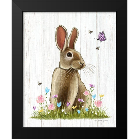 Easter Rabbit Black Modern Wood Framed Art Print by Tyndall, Elizabeth