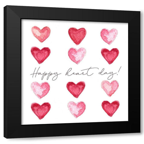 Happy Heart Day Black Modern Wood Framed Art Print with Double Matting by Tyndall, Elizabeth