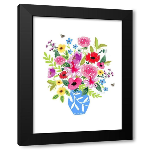 Blue Vase Black Modern Wood Framed Art Print by Tyndall, Elizabeth