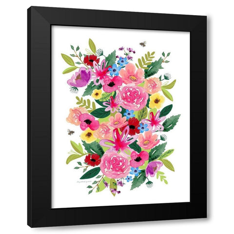 Bright Florals Black Modern Wood Framed Art Print with Double Matting by Tyndall, Elizabeth