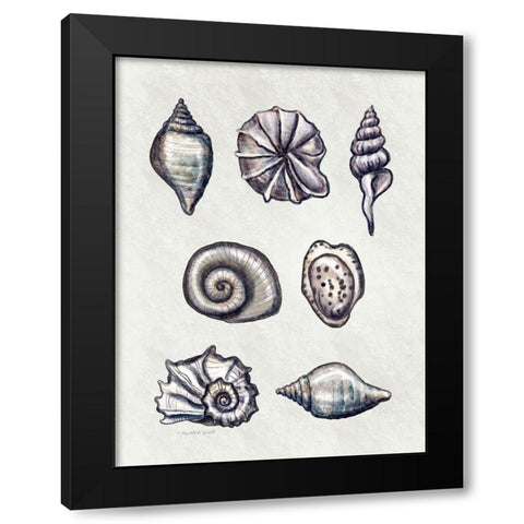 Shells I Black Modern Wood Framed Art Print by Tyndall, Elizabeth